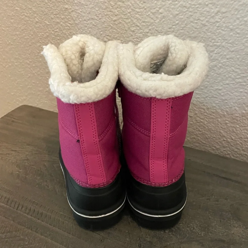 Cat & Jack Pink and Black Winter snow Boots with Faux Fur Lining